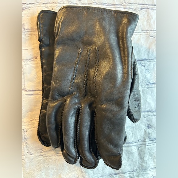 MENS HEAVY QUALITY BLACK LEATHER GLOVES SIZE L/XL - Picture 6 of 6